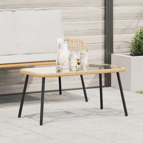 vidaXL Salontafel Bruin en zwart 90 x 45 x 43 cm poly rattan