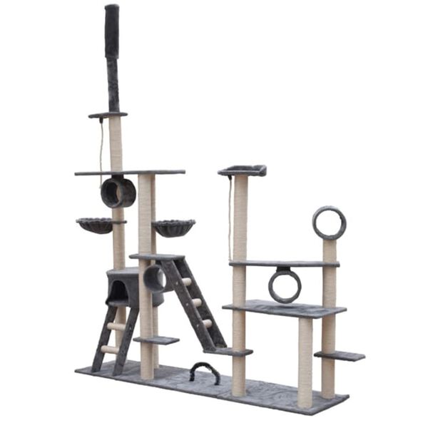 vidaXL Kattenmeubel deluxe 230-260 cm pluche grijs