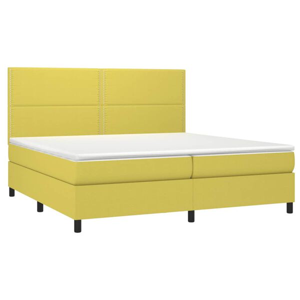 vidaXL Boxspring met matras en LED stof groen 200x200 cm