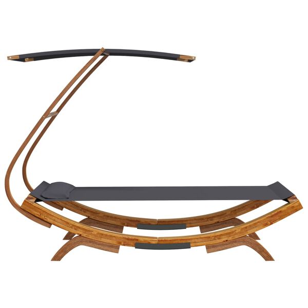 vidaXL Loungebed met luifel 100x190x134 cm gebogen hout antracietkleur