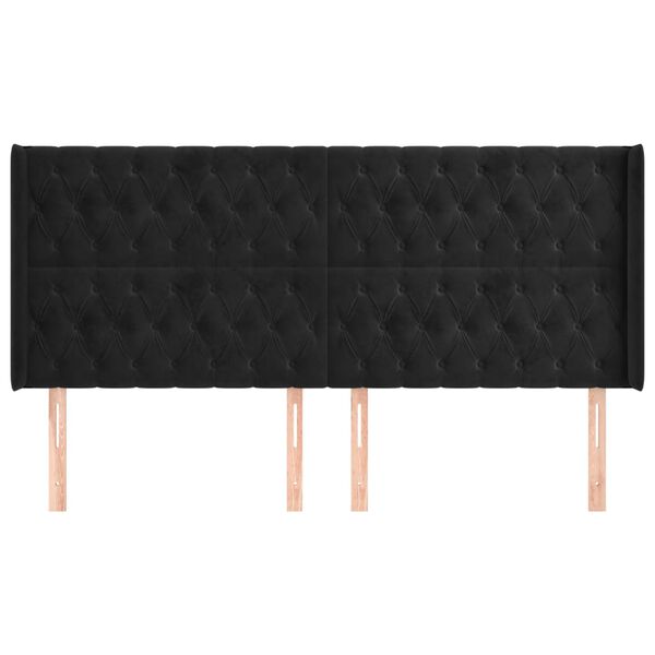 vidaXL Hoofdbord met randen 183x16x118/128 cm fluweel zwart