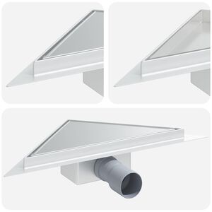 vidaXL 2 in 1 Driehoek Doucheafvoer Zilver 25 x 25 cm