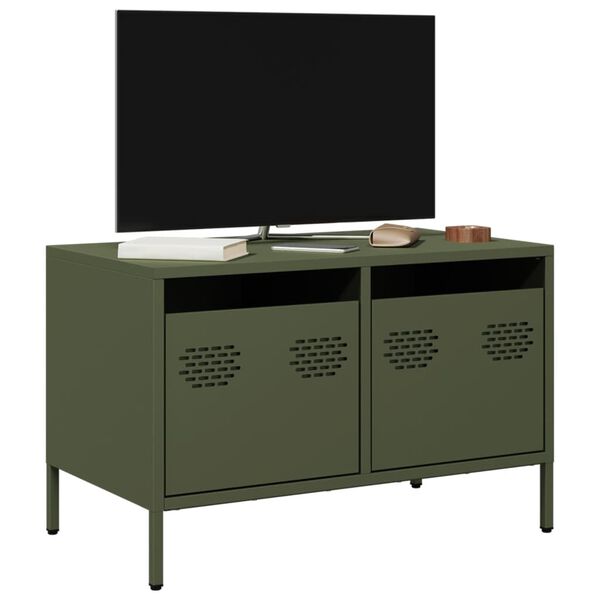 vidaXL Tv-meubel 68x39x43,5 cm koudgewalst staal olijfgroen