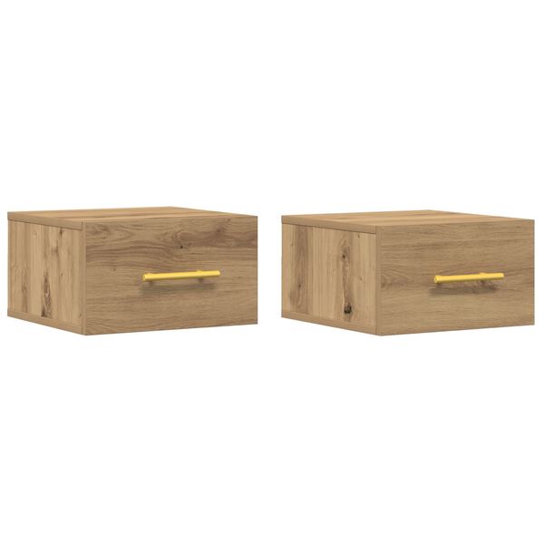 vidaXL Nachtkastje 2 pcs Artisan Eiken 35 x 35 x 20 cm Bewerkt hout
