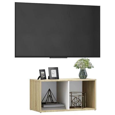 vidaXL Tv-meubel 72x35x36,5 cm bewerkt hout wit en sonoma eikenkleurig