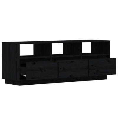 vidaXL Tv-meubel 140x37x50 cm massief grenenhout zwart