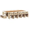 vidaXL 15-delige Tuinset met kussens poly rattan beige