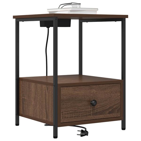 vidaXL Nachtkastje met lade Bruin Eiken 42 x 41 x 56 cm Bewerkt hout