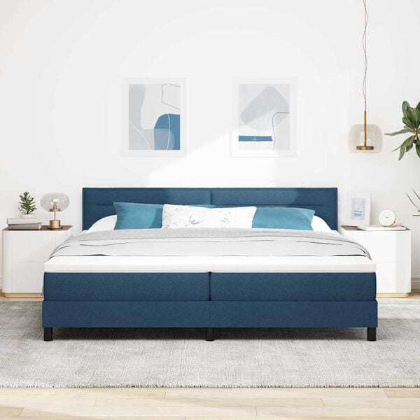 vidaXL Boxspringbed met hoofdeinde Blauw 200 x 200 cm Stof