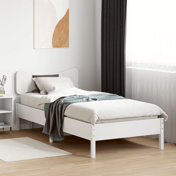 vidaXL Bedframe zonder matras massief grenenhout wit 75x190 cm