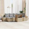 vidaXL Tuin Sofa Set met kussen met opslag 7 pcs Beige Poly riet
