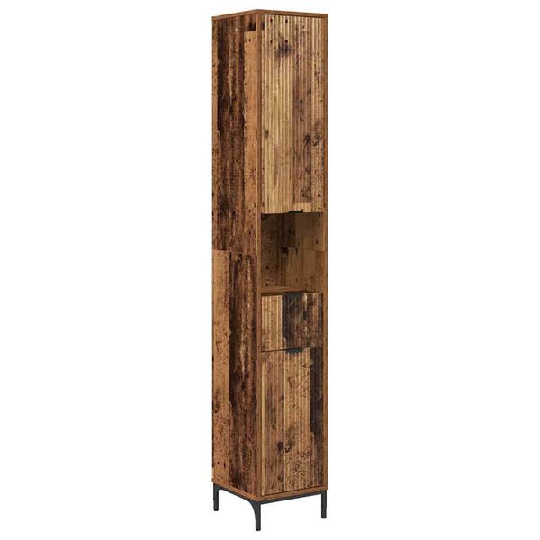 vidaXL Badkamer Kast Oud Hout 31,5 x 33 x 190 cm Bewerkt hout & Metaal