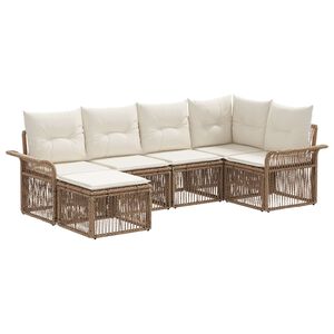vidaXL Tuinbankenset 6 pcs Beige poly rattan