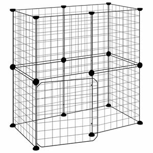 vidaXL Huisdierenkooi met deur 12 panelen 35x35 cm staal zwart
