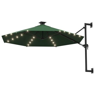 vidaXL Wandparasol met LED's 300 cm groen