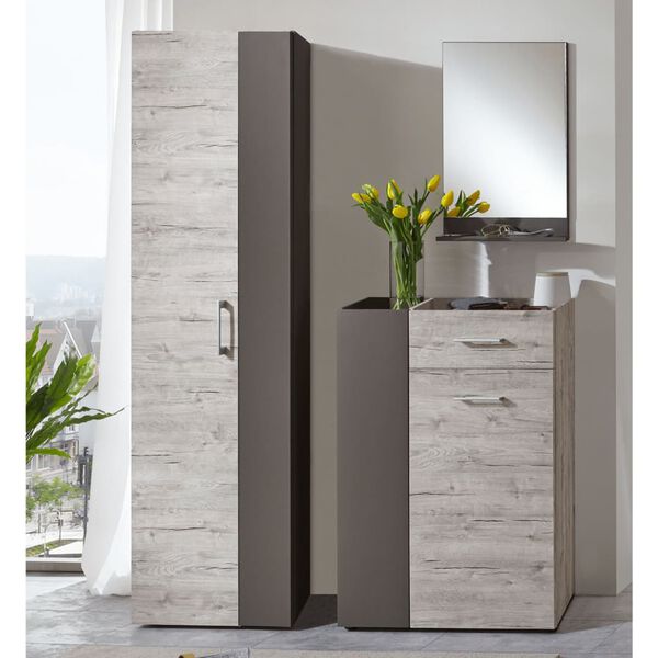 FMD Ladekast met 2 deuren en 1 lade zandeikenkleurig en lavagrijs