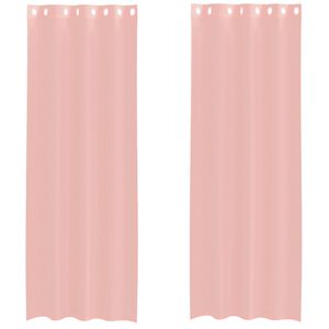 vidaXL Gordijnen voile met doorvoertules 2 st 140x300 cm roze
