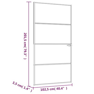 vidaXL Binnendeur 102x201,5 cm gehard glas en aluminium smal wit