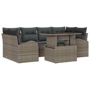 vidaXL Tuin Sofa Set met kussen met opslag 7 pcs Grijs Poly Rattan