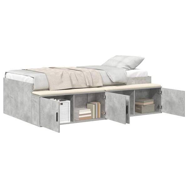 vidaXL Bedframe met lade Beton Grijs 90 x 200 cm Bewerkt hout