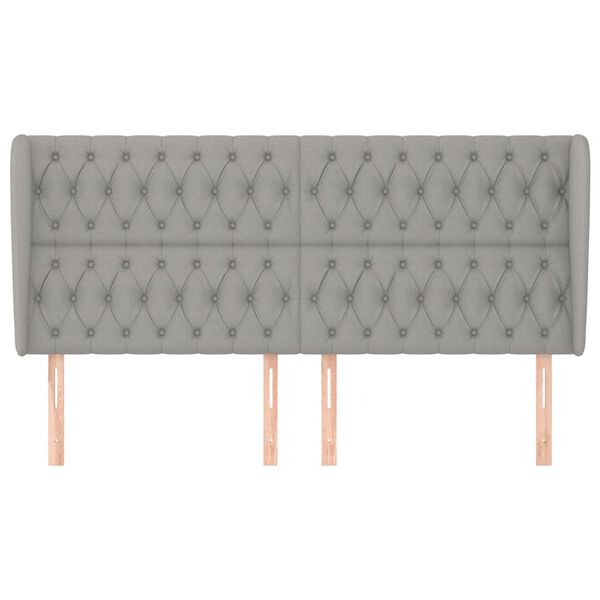 vidaXL Hoofdbord met randen 203x23x118/128 cm stof lichtgrijs