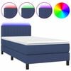 vidaXL Boxspring met matras en LED stof blauw 90x190 cm