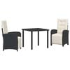 vidaXL Tuin eettafelset 3 st Zwart poly rattan
