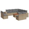vidaXL 12-delige Loungeset met kussens poly rattan beige