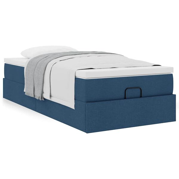 vidaXL Ottoman bed met matras 100x200cm stof blauw