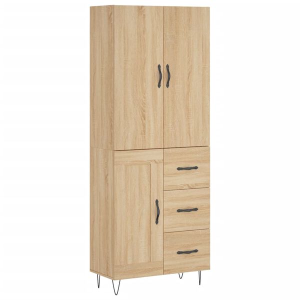 vidaXL Hoge kast 69,5x34x180 cm bewerkt hout sonoma eikenkleurig