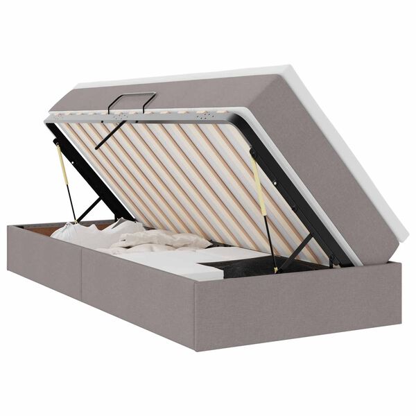 vidaXL Opslag bed met matras met matras Taupe 90 x 200 cm Polyester