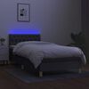 vidaXL Boxspring met matras en LED stof donkergrijs 100x200 cm