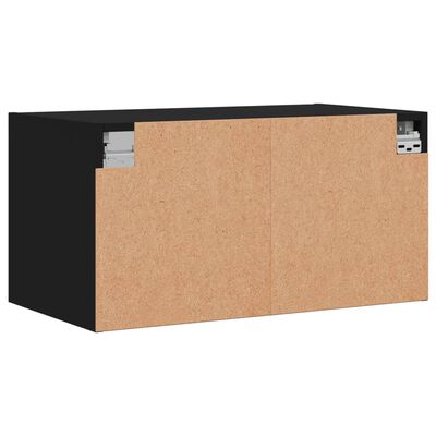 vidaXL Wandkast met glazen deuren 68,5x37x35 cm zwart