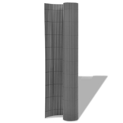 vidaXL Tuinafscheiding dubbelzijdig 90x300 cm PVC grijs