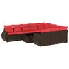 vidaXL 11-delige tuinbankset met kussens, bruin polyrotan