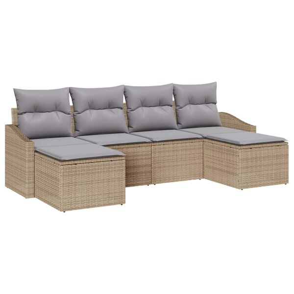 vidaXL Tuin Eetset met kussen met opslag 6 pcs Beige en Licht Grijs