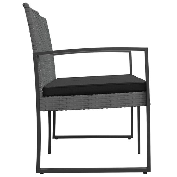 vidaXL Tuinbank 2-zits met kussens polypropeen rattan donkergrijs