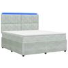 vidaXL LED Boxspring Bed met Matras Lichtgrijs 160 x 200 cm Fluweel