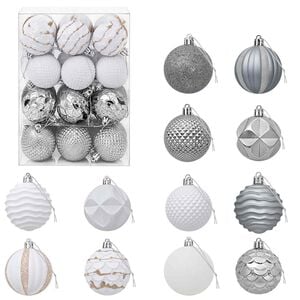 vidaXL Kerstballen set 36 st Wit en Grijs 6 cm Polystyreen
