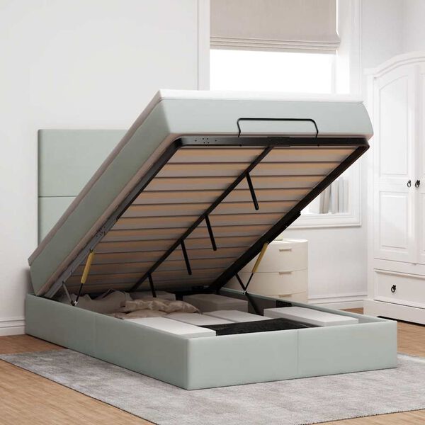 vidaXL Ottoman bed met matrassen 120x190cm fluweel lichtgrijs