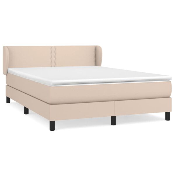 vidaXL Boxspring met matras kunstleer cappuccinokleurig 140x200 cm