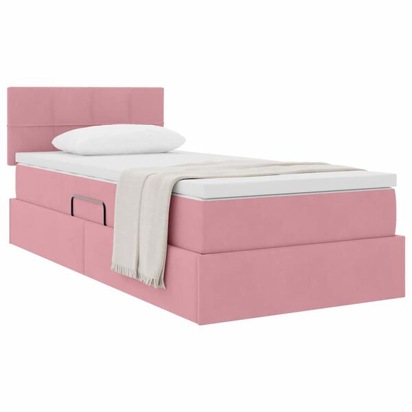 vidaXL Opslag bed met matras met hoofdeinde Roze 100 x 200 cm Fluweel