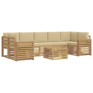 vidaXL Buiten bankenset 8 st Wit en Beige Polyester