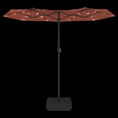 vidaXL Parasol dubbel dak met LED's 316x240 cm terracottakleurig