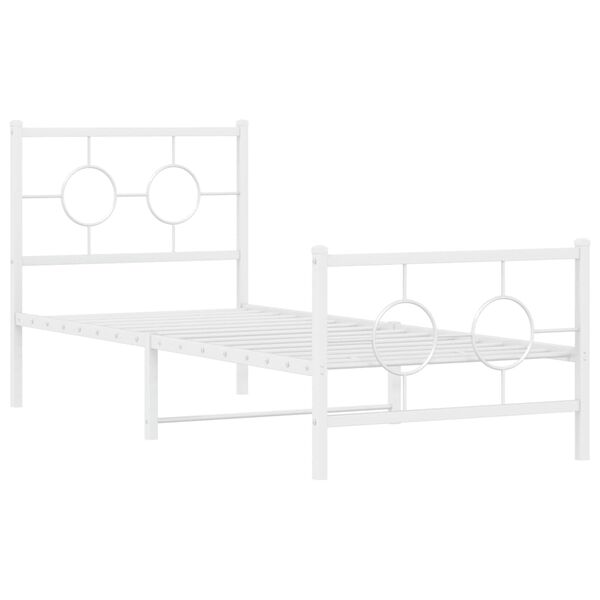 vidaXL Bedframe met hoofd- en voeteneinde metaal wit 75x190 cm