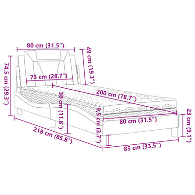 vidaXL Bed met matras kunstleer wit 80x200 cm