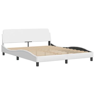 vidaXL Bedframe met hoofdbord kunstleer wit 160x200 cm