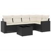 vidaXL 6-delige Loungeset met kussens poly rattan zwart