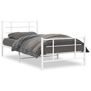 vidaXL Bedframe met hoofd- en voeteneinde metaal wit 107x203 cm