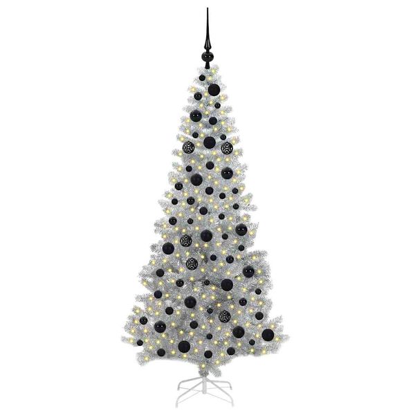 vidaXL Kerstboom met 300 LED met standaard Zilver 180 cm PET